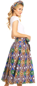 Sakkas Celine African Dutch Ankara Wax Print Full Circle Skirt