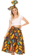 Sakkas Celine African Dutch Ankara Wax Print Full Circle Skirt