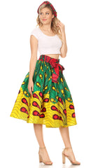 Sakkas Celine African Dutch Ankara Wax Print Full Circle Skirt