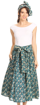Sakkas Celine African Dutch Ankara Wax Print Full Circle Skirt