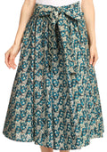 Sakkas Celine African Dutch Ankara Wax Print Full Circle Skirt#color_516-MintTurquoise