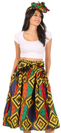 Sakkas Celine African Dutch Ankara Wax Print Full Circle Skirt#color_52-Multi