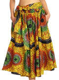 Sakkas Celine African Dutch Ankara Wax Print Full Circle Skirt#color_527-YellowMulti