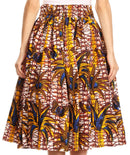 Sakkas Celine African Dutch Ankara Wax Print Full Circle Skirt