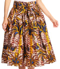 Sakkas Celine African Dutch Ankara Wax Print Full Circle Skirt#color_528-White/Yellow