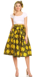 Sakkas Celine African Dutch Ankara Wax Print Full Circle Skirt