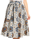 Sakkas Celine African Dutch Ankara Wax Print Full Circle Skirt#color_531-White