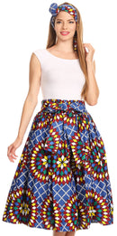 Sakkas Celine African Dutch Ankara Wax Print Full Circle Skirt