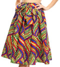 Sakkas Celine African Dutch Ankara Wax Print Full Circle Skirt#color_53B-YellowGreenMulti