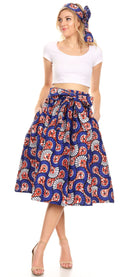 Sakkas Celine African Dutch Ankara Wax Print Full Circle Skirt