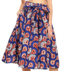 Sakkas Celine African Dutch Ankara Wax Print Full Circle Skirt#color_55B-RedWhiteBlue