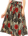 Sakkas Celine African Dutch Ankara Wax Print Full Circle Skirt#color_6-BlackRed