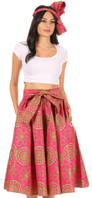 Sakkas Celine African Dutch Ankara Wax Print Full Circle Skirt