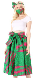 Sakkas Celine African Dutch Ankara Wax Print Full Circle Skirt#color_618-Green