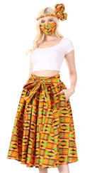 Sakkas Celine African Dutch Ankara Wax Print Full Circle Skirt#color_620-orange