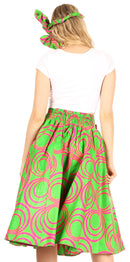Sakkas Celine African Dutch Ankara Wax Print Full Circle Skirt
