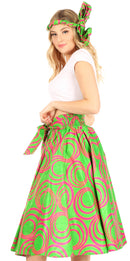 Sakkas Celine African Dutch Ankara Wax Print Full Circle Skirt