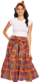 Sakkas Celine African Dutch Ankara Wax Print Full Circle Skirt