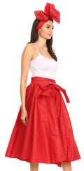 Sakkas Celine African Dutch Ankara Wax Print Full Circle Skirt#color_Red