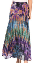 Sakkas Ester Womens Simple  Boho Maxi Full circle Tie-dye Skirt with Elastic Waist#color_Olive