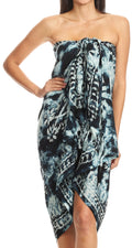 Sakkas Lygia Women's Summer Floral Print Sarong Swimsuit Cover up Beach Wrap Skirt#color_OceanBlue