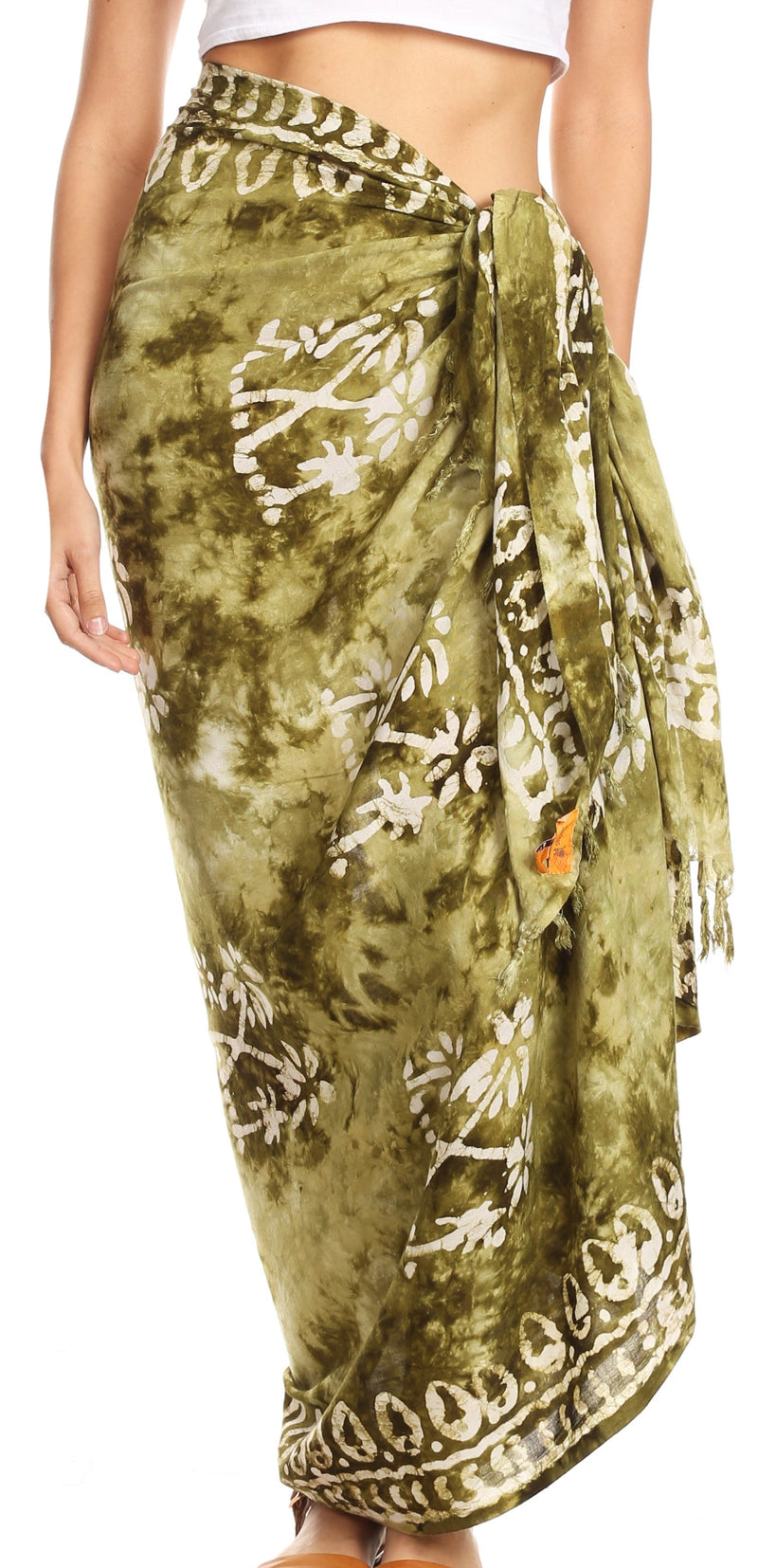 Sakkas Lygia Women's Summer Floral Print Sarong Swimsuit Cover up Beach Wrap Skirt