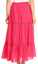 Sakkas Takara Maxi Broomstick Cascading Peasant Skirt with Elastic Waist