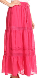 Sakkas Takara Maxi Broomstick Cascading Peasant Skirt with Elastic Waist