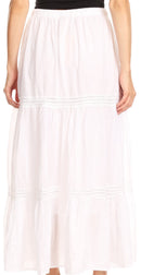 Sakkas Takara Maxi Broomstick Cascading Peasant Skirt with Elastic Waist