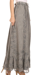 Sakkas Jaclyn Adjustable Skirt With Lace Embroidered Trim And Detailed Embroidery