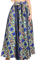 Sakkas Monifa Long Maxi Skirt Colorful Ankara Wax Dutch African Skirt Gorgeous#color_14-BlueGreenMulti