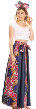 Sakkas Monifa Long Maxi Skirt Colorful Ankara Wax Dutch African Skirt Gorgeous#color_34-Multi