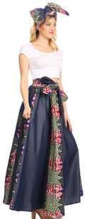Sakkas Monifa Long Maxi Skirt Colorful Ankara Wax Dutch African Skirt Gorgeous#color_38-Multi