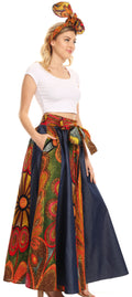 Sakkas Monifa Long Maxi Skirt Colorful Ankara Wax Dutch African Skirt Gorgeous#color_501-Multi