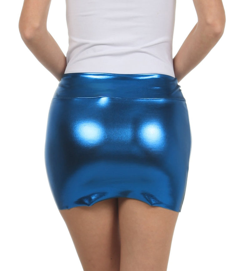 Sakkas Women's Shiny Metallic Liquid Mini Skirt