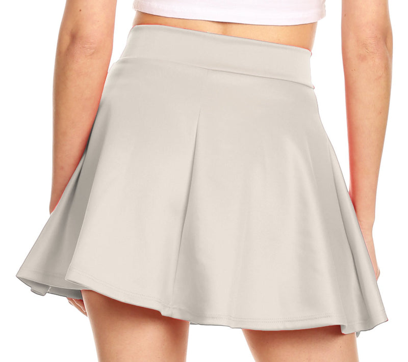 Sakkas Womens Basic Versatile Stretchy Flared Casual Mini Skater Skirt Made in USA