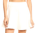 Sakkas Womens Basic Versatile Stretchy Flared Casual Mini Skater Skirt Made in USA#color_White