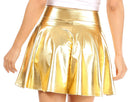 Sakkas Womens Liquid Metallic Stretchy Flared Sporty Mini Skater Skirt USA Made