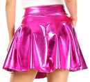 Sakkas Womens Liquid Metallic Stretchy Flared Sporty Mini Skater Skirt USA Made