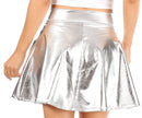 Sakkas Womens Liquid Metallic Stretchy Flared Sporty Mini Skater Skirt USA Made