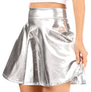 Sakkas Womens Liquid Metallic Stretchy Flared Sporty Mini Skater Skirt USA Made
