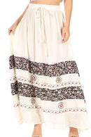 Sakkas Sandra Women's Casual Long Maxi Boho Gypsy Skirt Elastic Waist & Pockets