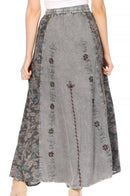 Sakkas Maran Women's Boho Embroidery Skirt with Lace Elastic Waist and Pockets