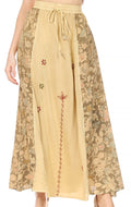 Sakkas Maran Women's Boho Embroidery Skirt with Lace Elastic Waist and Pockets#color_Mustard