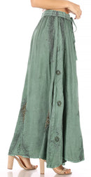 Sakkas Zarah Women's Boho Embroidery Gypsy Skirt with Lace Elastic Waist Pockets