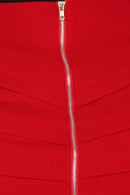 Above the Knee Zippered Tiered Sleek Stretch Pencil Skirt