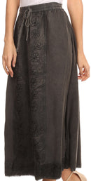 Sakkas Indra Thin Lightweight Summer Bohemian Skirt With Detailed Lace Embroidery