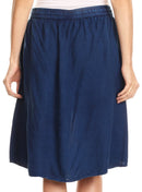 Sakkas Beyza Casual Peasant Mid Skirt with Elastic Waist Embroidery and Eyelet