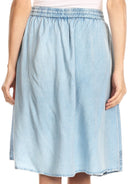 Sakkas Beyza Casual Peasant Mid Skirt with Elastic Waist Embroidery and Eyelet