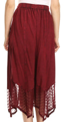 Sakkas Emma Adjustable Handkerchief Eyelet Hem Casual Skirt with Embroidery